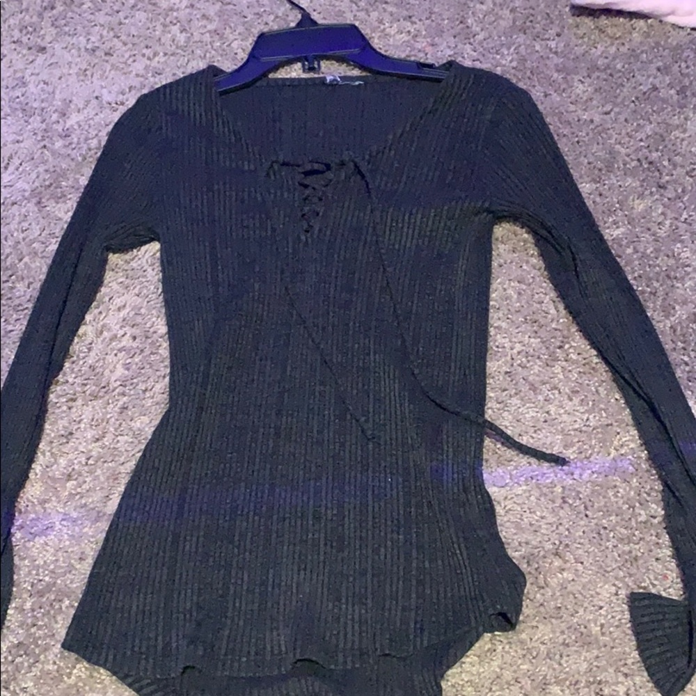 ribbed lace up top